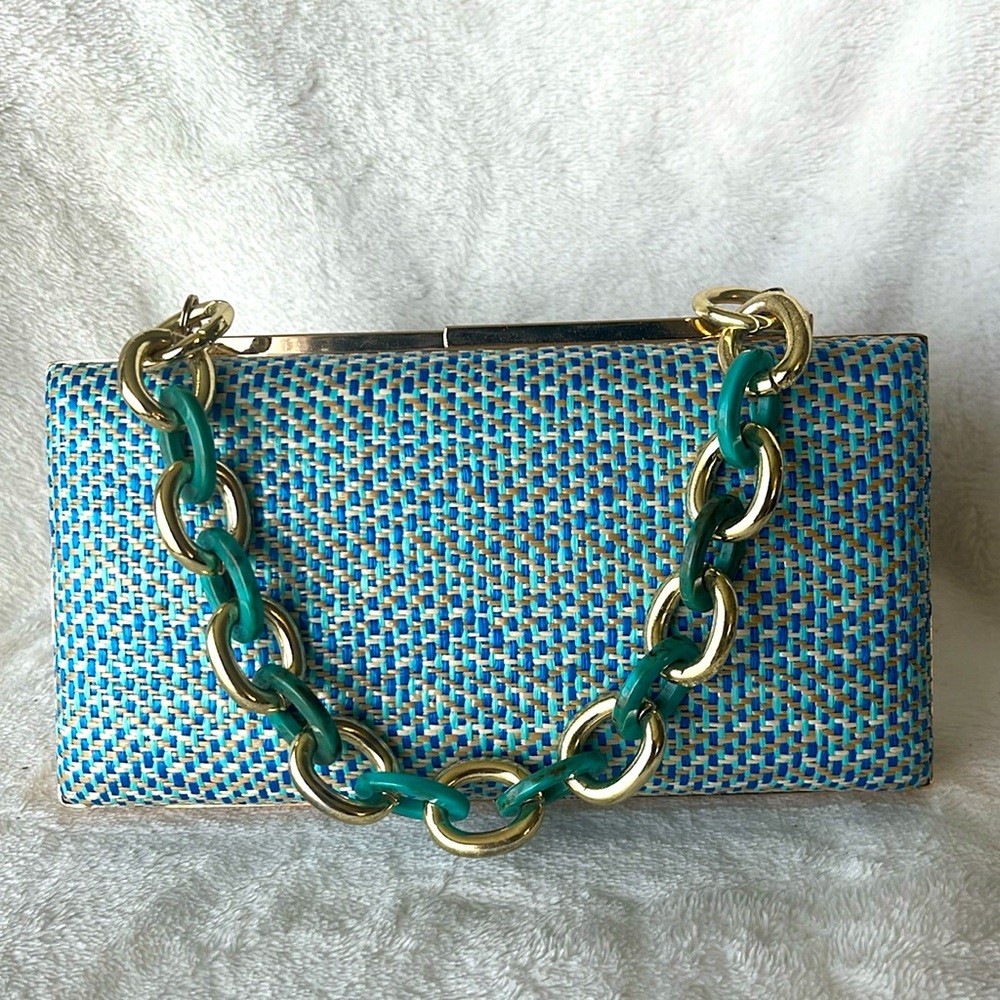 NWT Nordstrom Woven Turquoise colorful handbag
